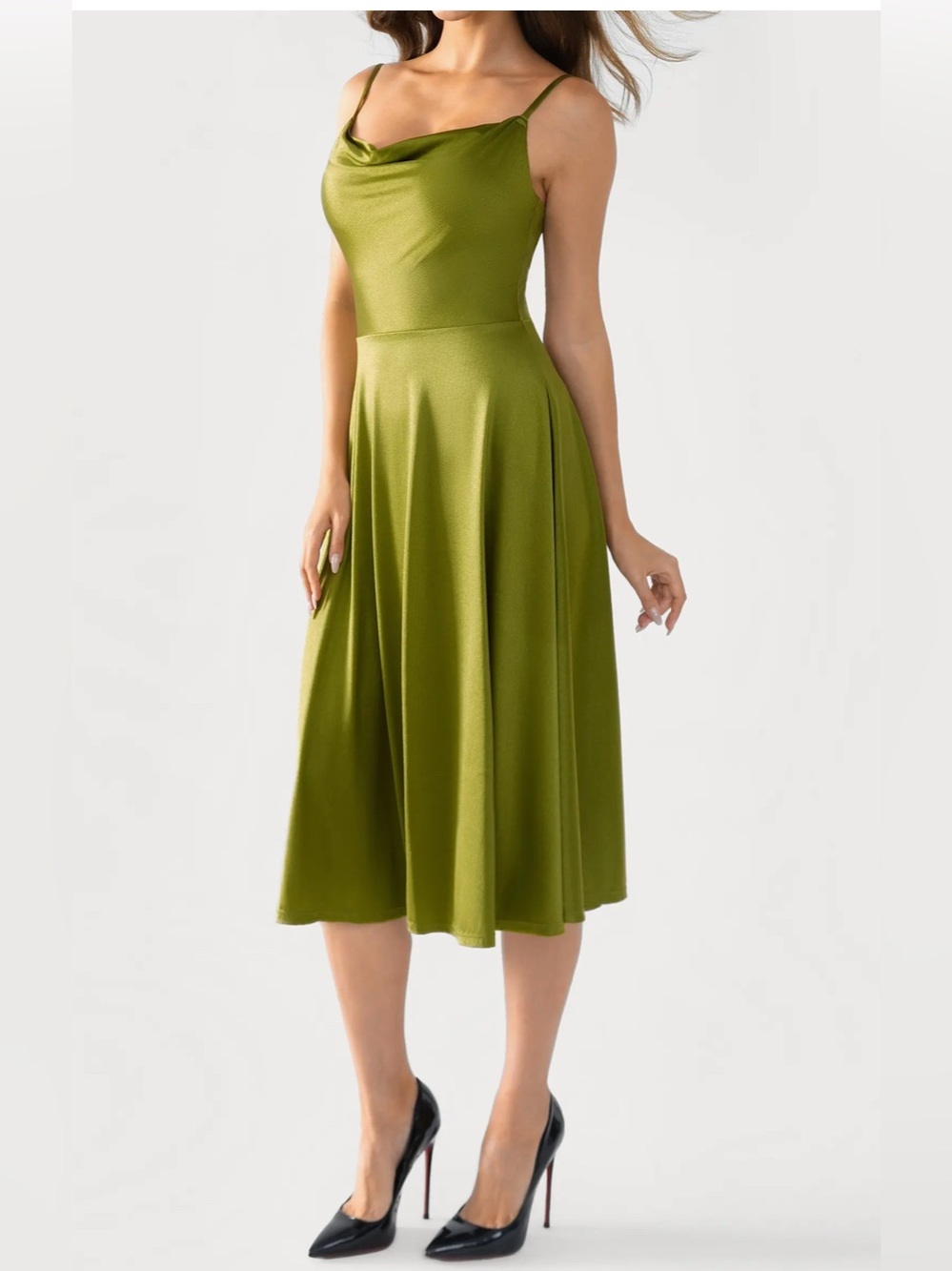 Popilush Shapewear Strappy Cowl Neck Fit & Flare Midi Dress Size XXL